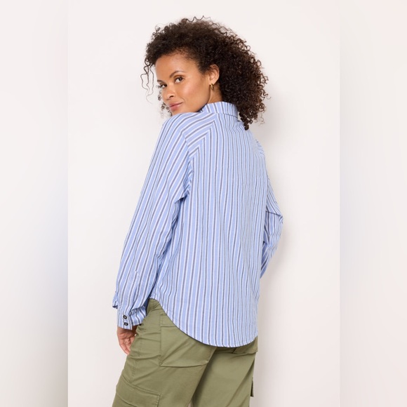 NWT Evereve Everly Blue & White Striped Shirt - Picture 11 of 12
